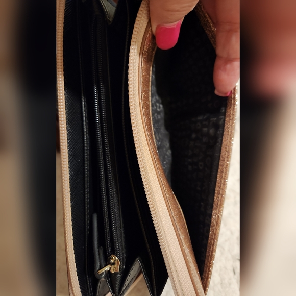 KATE SPADE Mavis Street Neda Continental Rose Gold Sparkle Leather Zip Wallet - Picture 9 of 16